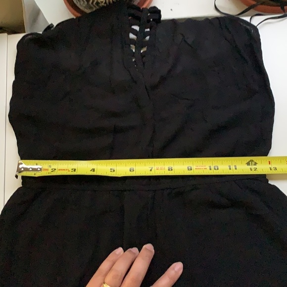 FOREVER21 Black Jumpsuit Criss-cross back Sexy Lines open Front - Picture 5 of 5